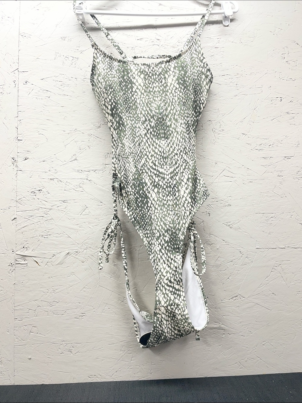 NWT Lulus Sandy Love Olive Green Multi Snake Print One-Piece Swimsuit